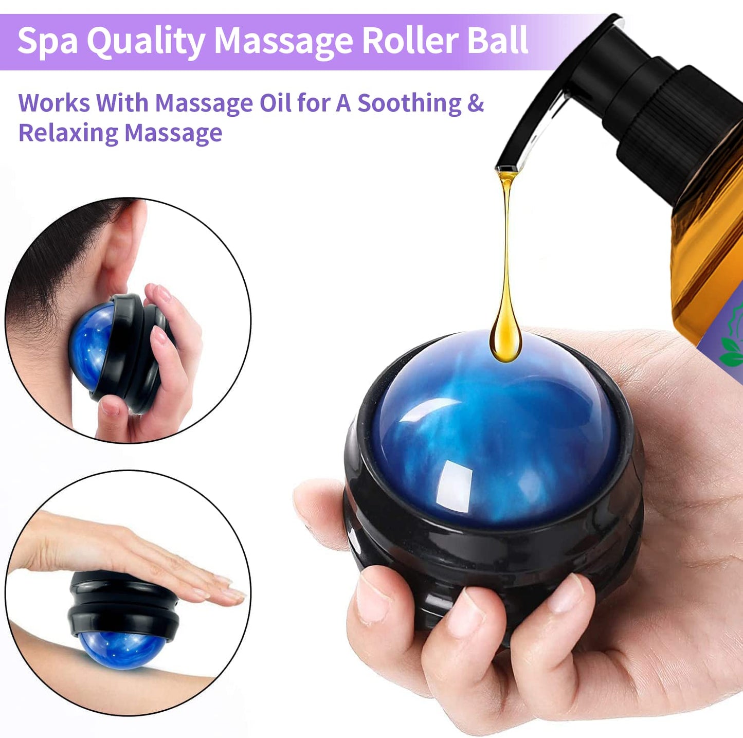 3 Pack Massage Oil for Massage Therapy,Sore Muscle Arnica Oil & Relaxing Lavender Oil & Ginger Oil Lymphatic Drainage & Massage Ball,Lymphatic Drainage Massager Body Oil,Massage Kit Gifts for Women