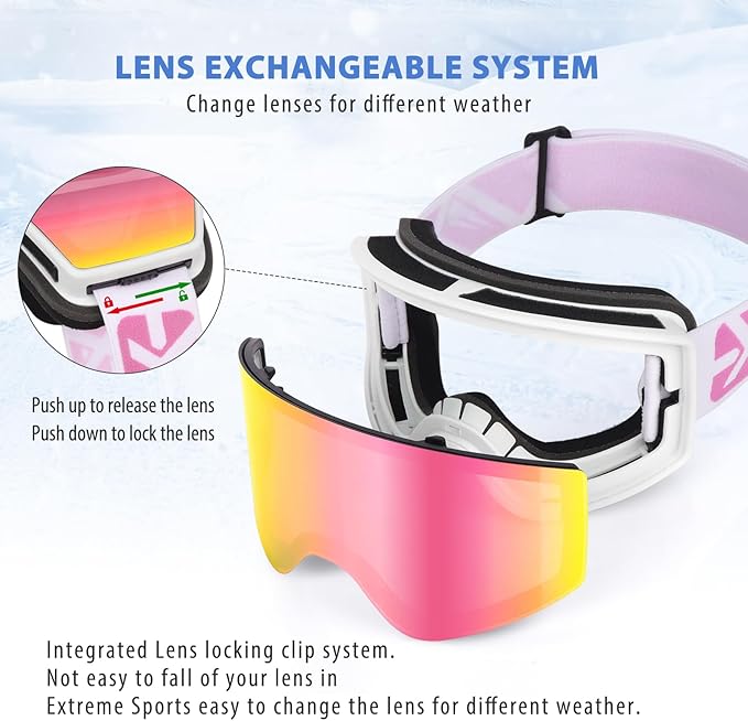 EXP VISION Ski/Snowboard Goggles Parent-child Snow Goggles Over Glasses for Men, Women Youth Kids