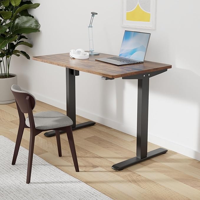 FLEXISPOT Electric Height Adjustable Standing Desk Heavy Duty Steel Stand Up Desk Frame w/Memory Controller (Black Frame + 48 in Rustic Top 2 Packages, 2 Packages)