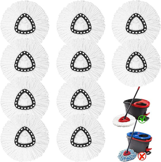 10 Pack Spin Mop Replacement Heads, 100% Microfiber Spin Mop Refill for Easy Wring, 360 Degree Spinning Mop Head Replacement Compatible with Triangle Spin Mop for Easy House Cleaning Floor Mopping