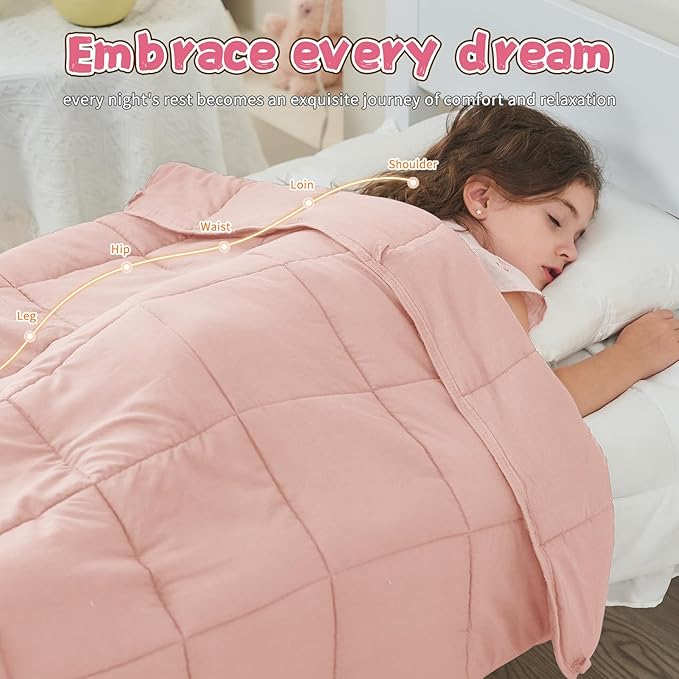 Pink Weighted Blanket Kids 5lbs, 36"x48", Cooling Heavy Throw Blanket for 20-40lbs, Microfiber Soft Thick Big Blankets Weighted Comforter Breathable Gift for Sleeping
