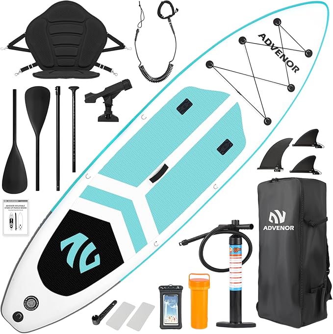 ADVENOR Paddle Board 11'x33 x6 Extra Wide Inflatable Stand Up Paddle Board with Hand Pump,Leash, Adjustable Paddle For Bas...