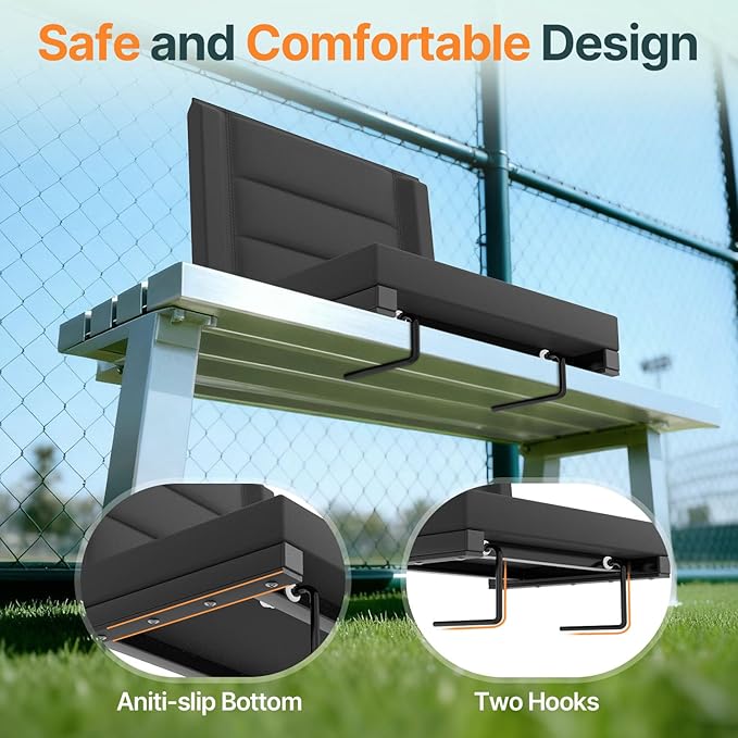 HOPERAN Stadium Seats with Back Support - Bleacher Chair with Back and Cushion, Padded Bleacher Seat Includes Shoulder Strap, Lightweight Portable Stadium Chair for Sports Events-1pc