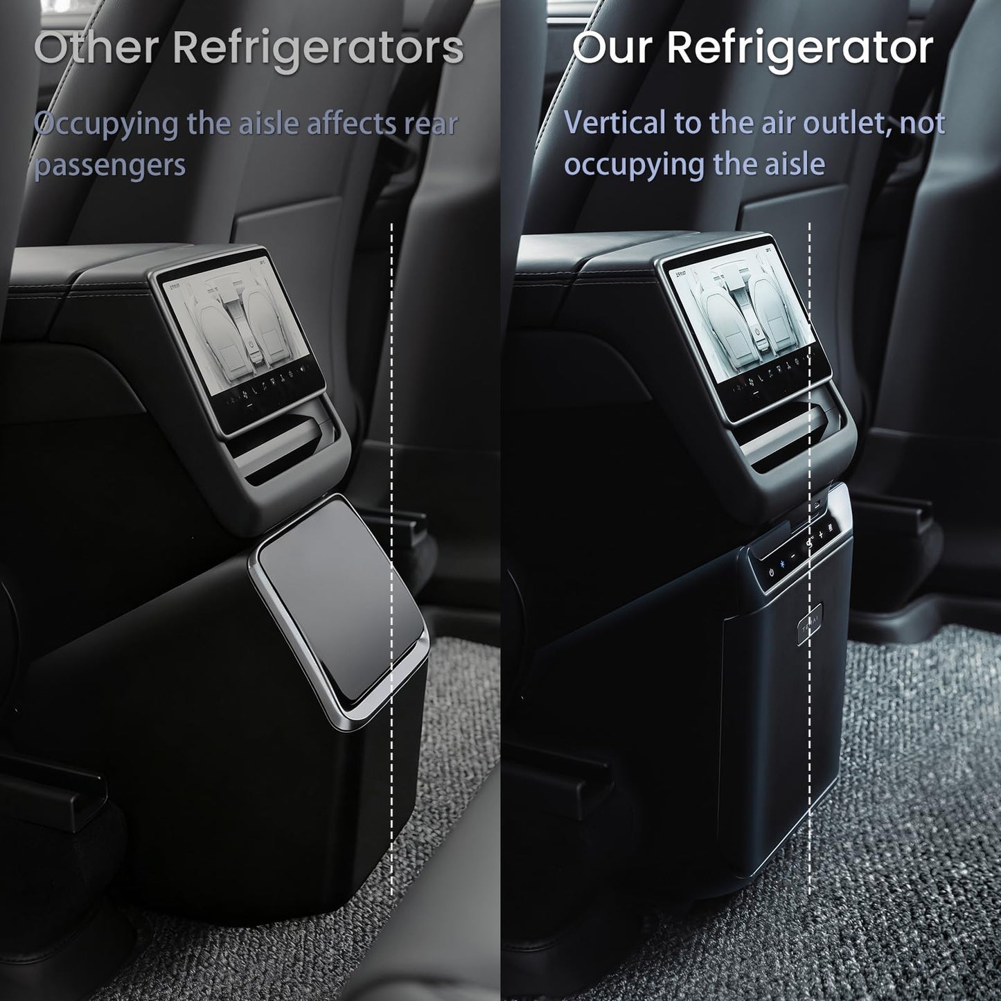 WinTang Car Refrigerator for Tesla Model Y Juniper, Rear Center Console Fridge for Tesla Model Y 2026~2025, Cooler & Warmer, Portable Freezer for Camping Traveling Commuting & Sports