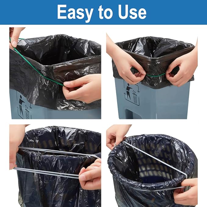 Trash Can Rubber Bands, Fit 13-30 Gallon Garbage Can, Set of 3 Elastic Trash Can Bands Heavy Duty for Kitchen Bathroom, Garbage Bin & Litter Box Bands to Keep Trash Liners in Place, Durable
