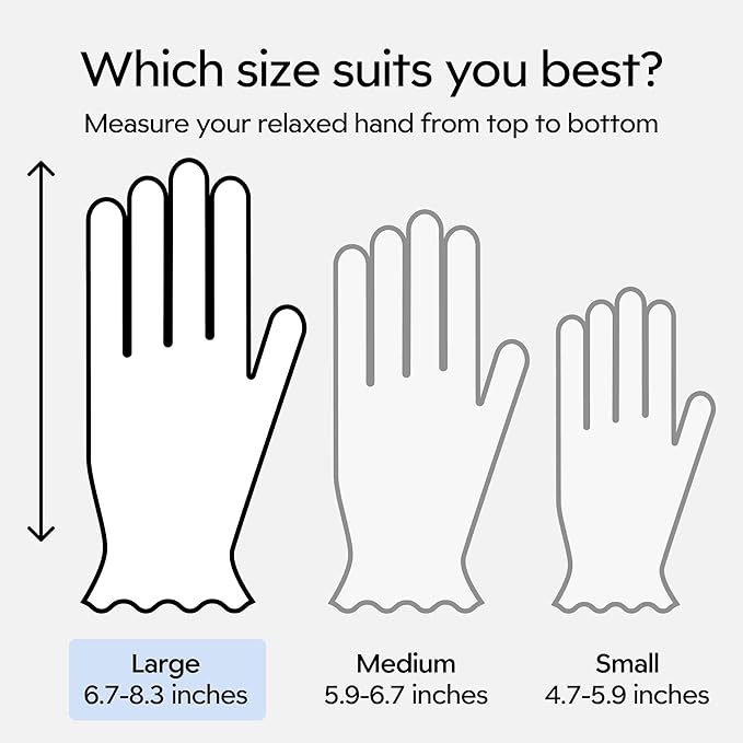 Clearbody Organics Organic Cotton Gloves - 5 Pairs, Large, White - White Cotton Gloves for Sensitive Skin - Hydration Barrier for Dry Hands