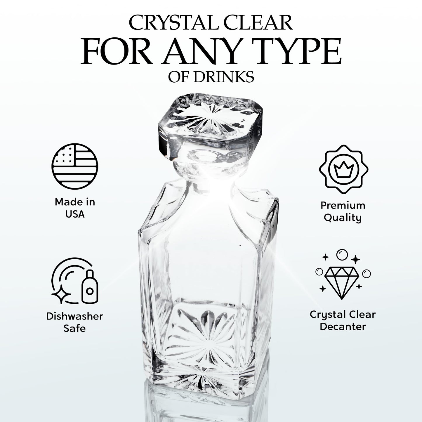 Rogue River Tactical Blank Square Whiskey Decanter With Glass Stopper Custom Gift Flag Men Dad Father's Day Perfect for Laser Engraving Etching