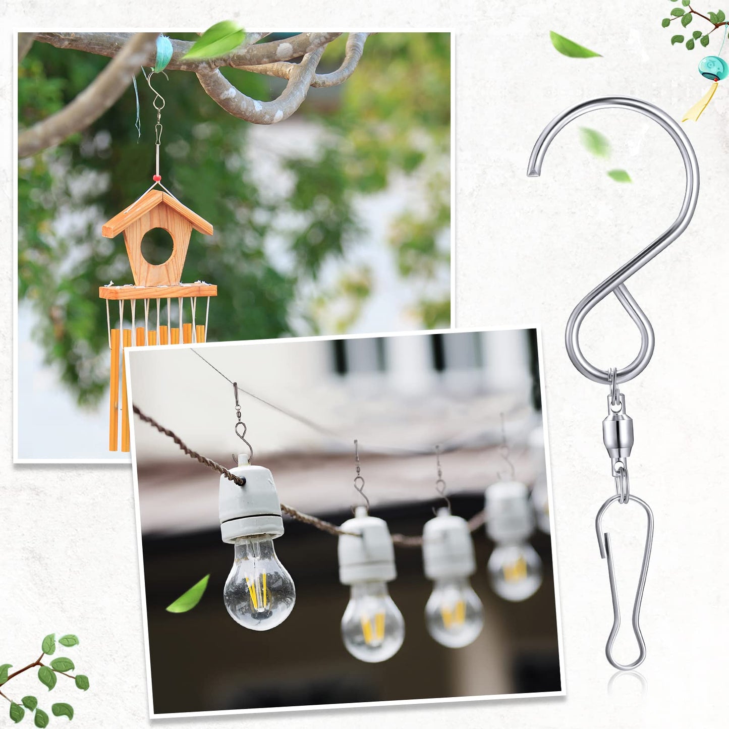 Mudder 1 Party Supply (4 Pack) Swivel Hooks Clips for Hanging Wind Spinners Crystal Twisters a