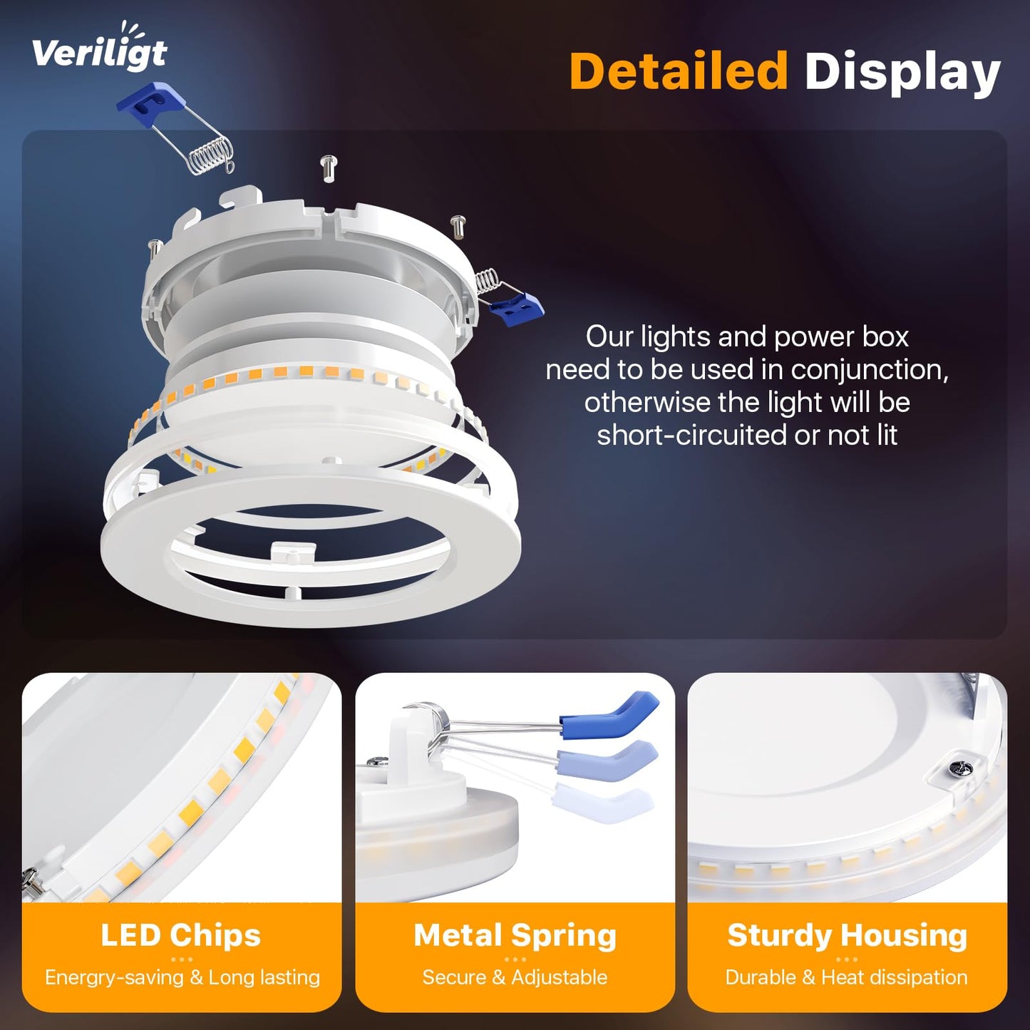 Veriligt 6 Pack 6 Inch LED Recessed Light with Night Light, 2700K/3000K/3500K/4000K/5000K 5CCT Ceiling Light, 1050LM 12W 120V, Dimmable Canless Wafer Downlight ETL&FCC, Energy Saving Star