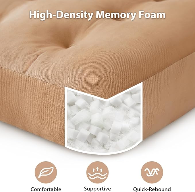 SM-XLHN Meditation Floor Pillow Set of 2, Square Large Pillows Seating for Adults, Meditation Cushion Pillow,Tufted Corduroy Cushion for Tatami Living Room or Yoga, Coffee, 22x22 Inch