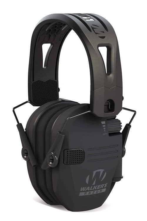 Walker's Razor Tacti-Grip Earmuffs and Walkie Talkie Attachment Bundle | Black