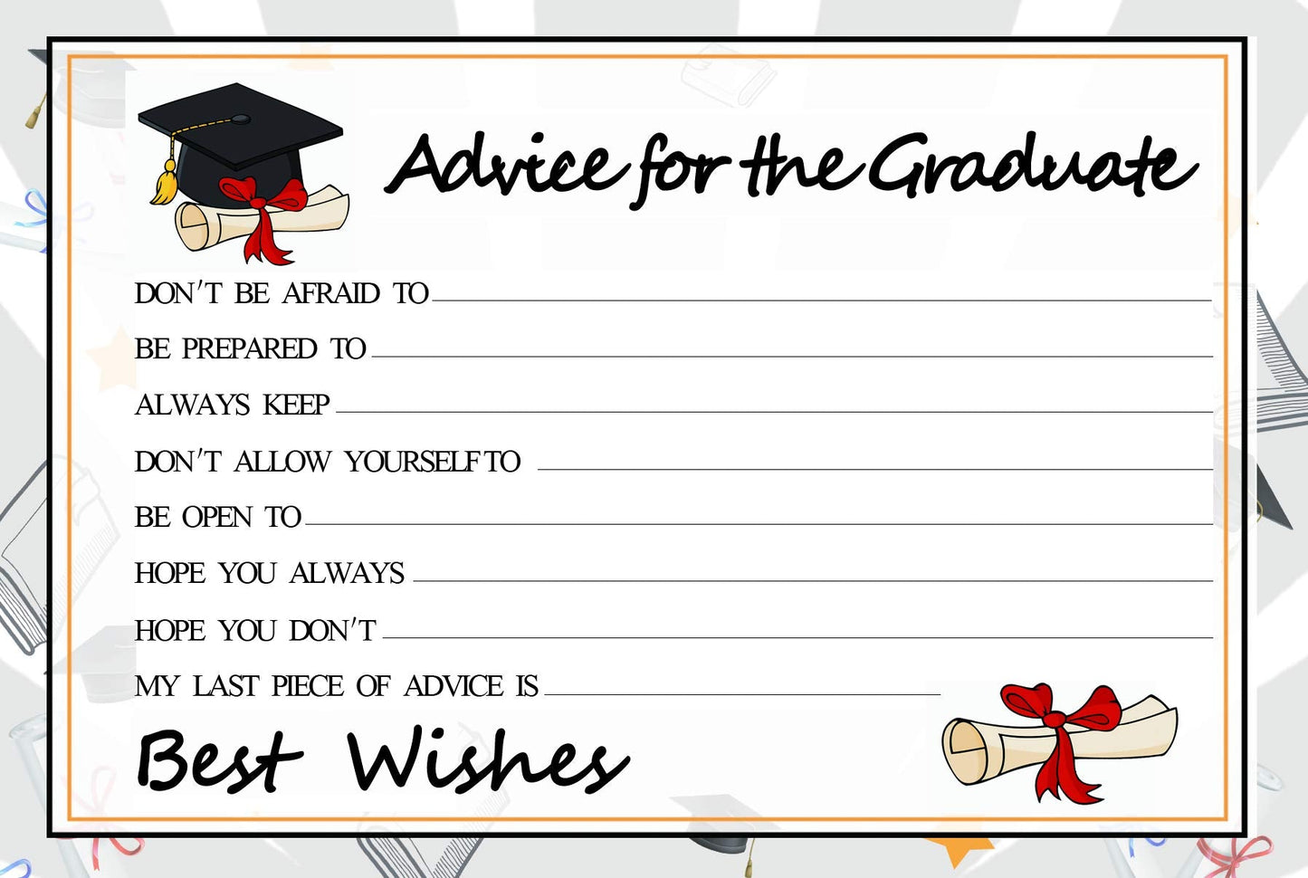 Graduation Wish Cards - 50PCs High School or College Graduation Advice Cards Supplies 2025 Decorations Grad Celebration Party Supplies for High School/College/Senior School