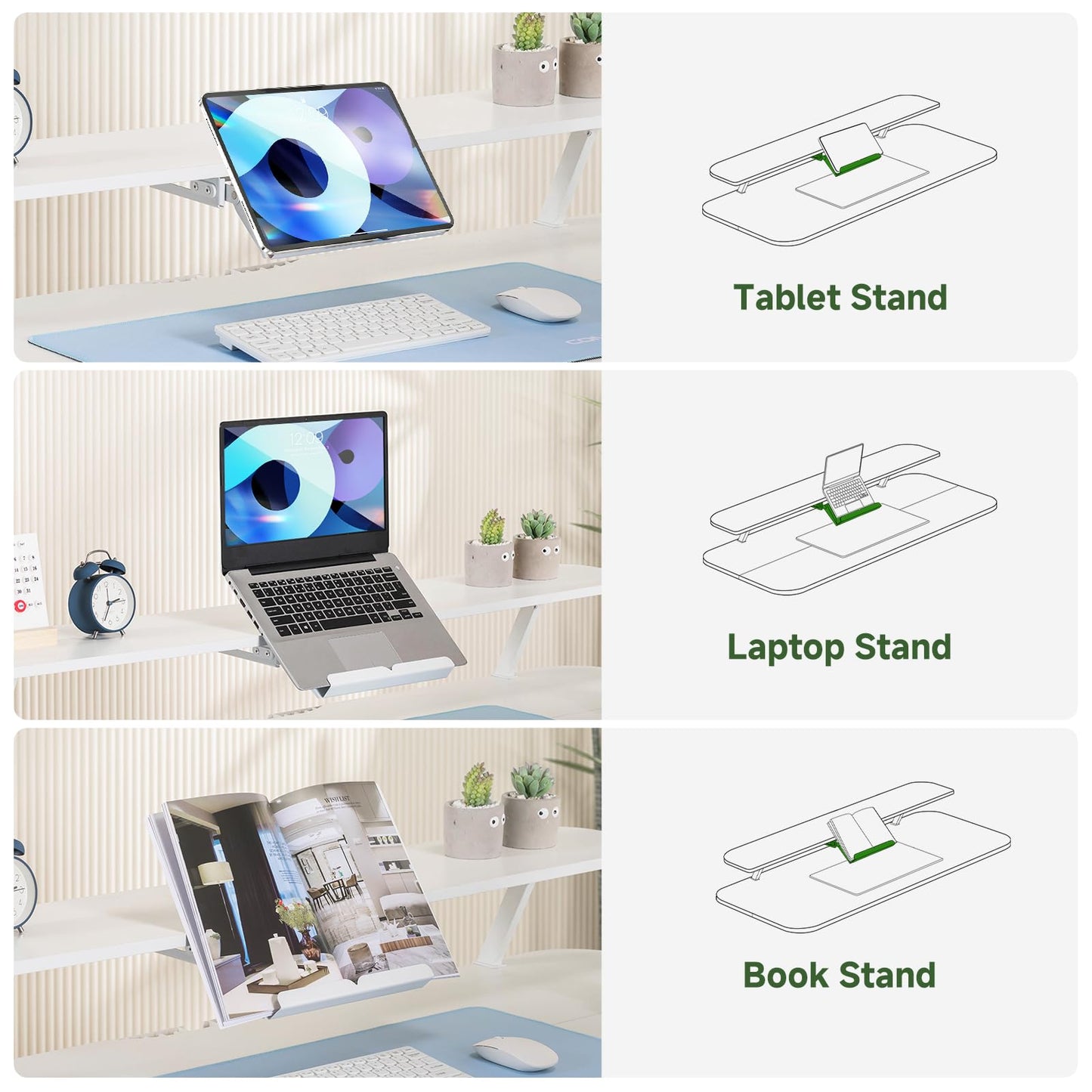 GTPLAYER Electric Standing Desk with Drawers, 48 x 24 Inches Height Adjustable Computer Desk with Monitor Stand, Laptop Stand, Sit Stand up Desk with Memory Preset for Home, Office, White