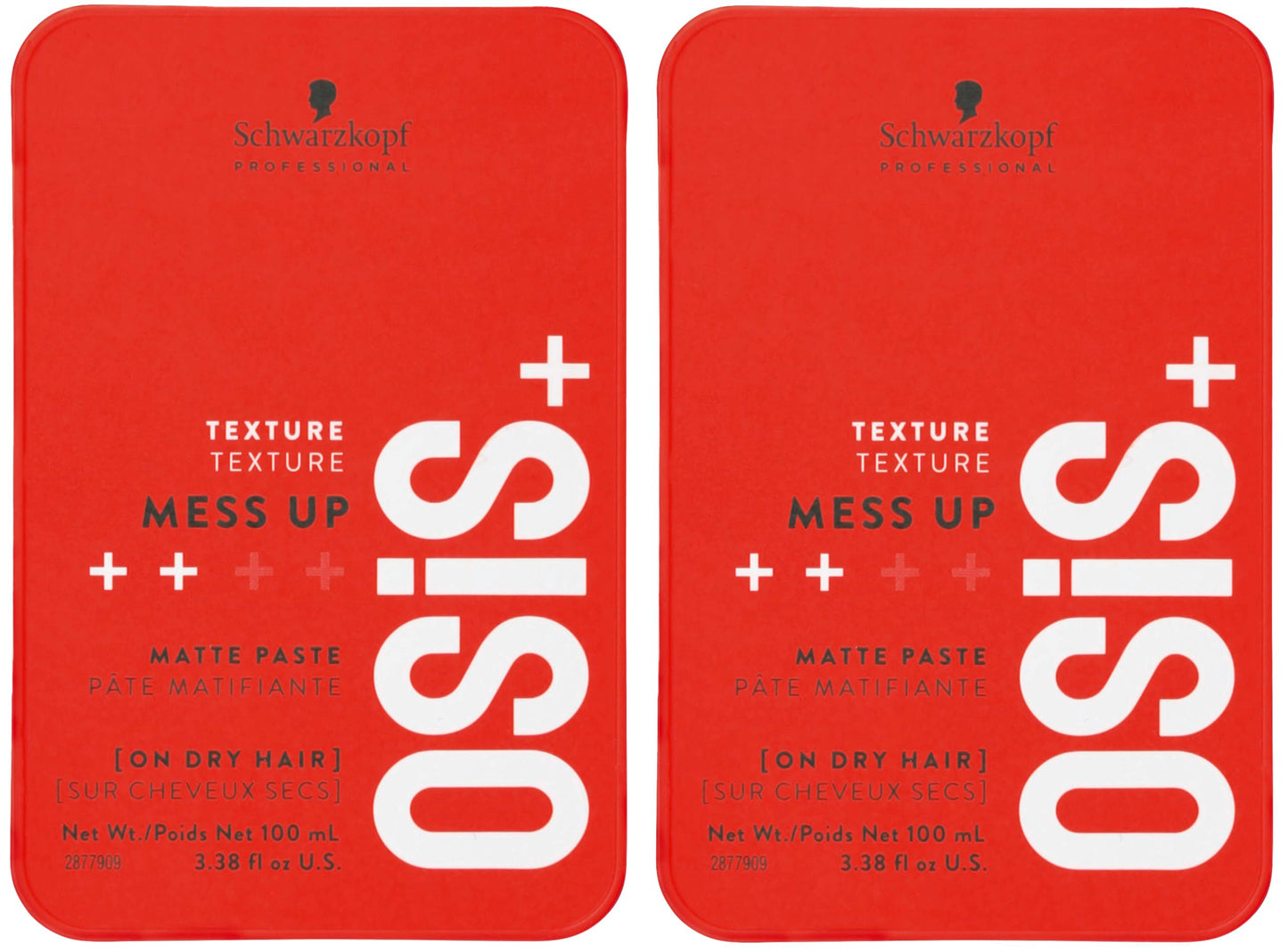 OSiS+ Mess Up, 6.76 oz (2 Pack) | Matte Paste for long-lasting Medium Control | Pliable, Moldable Styling Paste with Carnauba Wa