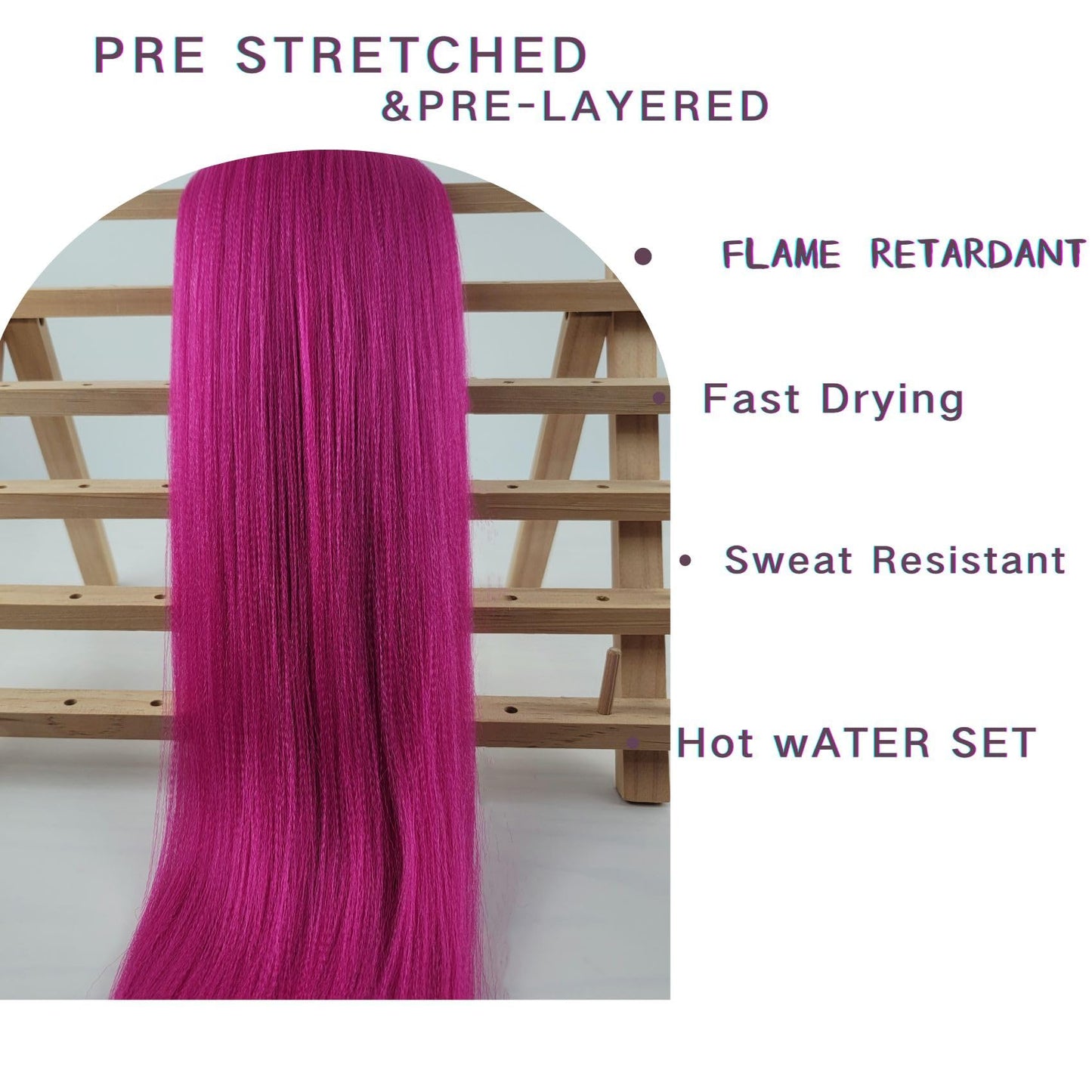 Magenta Pink Pre streched Braiding Hair Easy to Use Pre feathered Braiding Hair