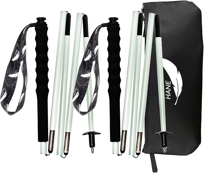 Kealing Carbon Fiber Trekking Poles, Set of 2 Folding Poles, 5 Sections, Ultralight, Trekking and Mountaineering, with Erg...