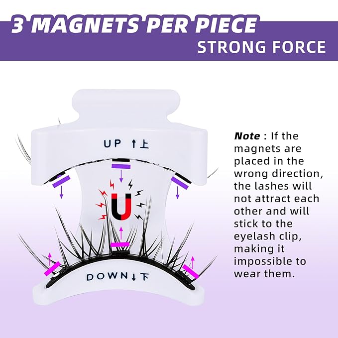B&Qaugen Reusable Magnetic Eyelashes Natural Look False Eyelashes with Applicator Easy to Wear and Remove Glue-Free Pestañas Magnéticas(CX01)