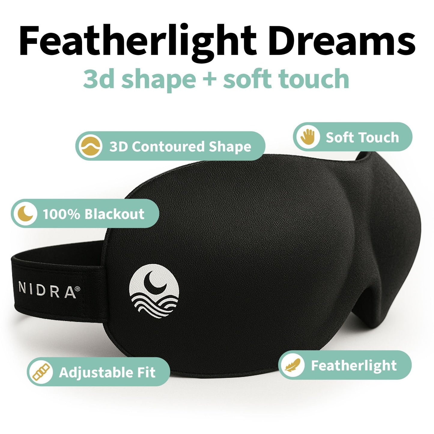 Nidra Contoured Sleep Mask for Side Sleepers – Zero Pressure Fit, Light Blocking Eye Shade for Sleeping & Travel – Purple, Standard Size