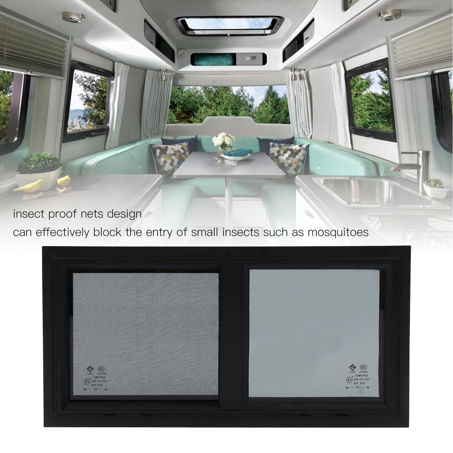 Sliding Window Tinted Tempered Glass Window 550x260mm Bend Resistant Unbreakable Engineering Vehicle