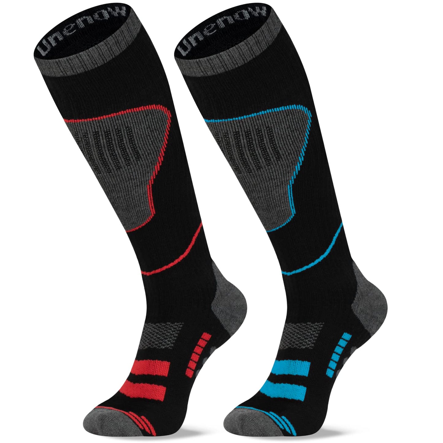 Merino Wool Ski Socks 2 Pairs, Thermal Knee High Warm Socks for Snowboarding, Hiking, Cold Weather, Snow, Hunting