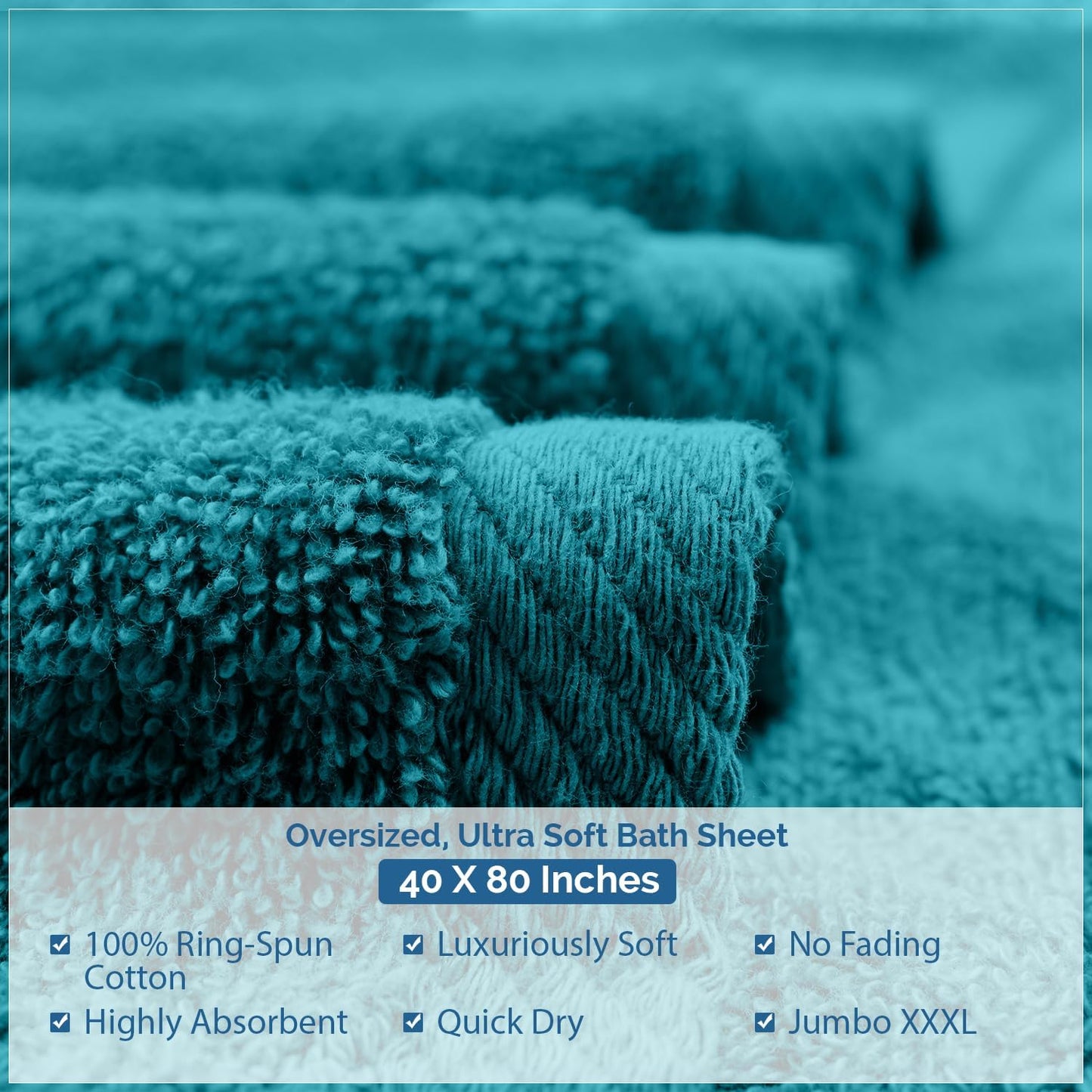 DAN RIVER Pack of 1 Bath Sheet 40x80 Inches, Premium Oversized Towels for Adults, Super Soft and Quick Dry - Teal