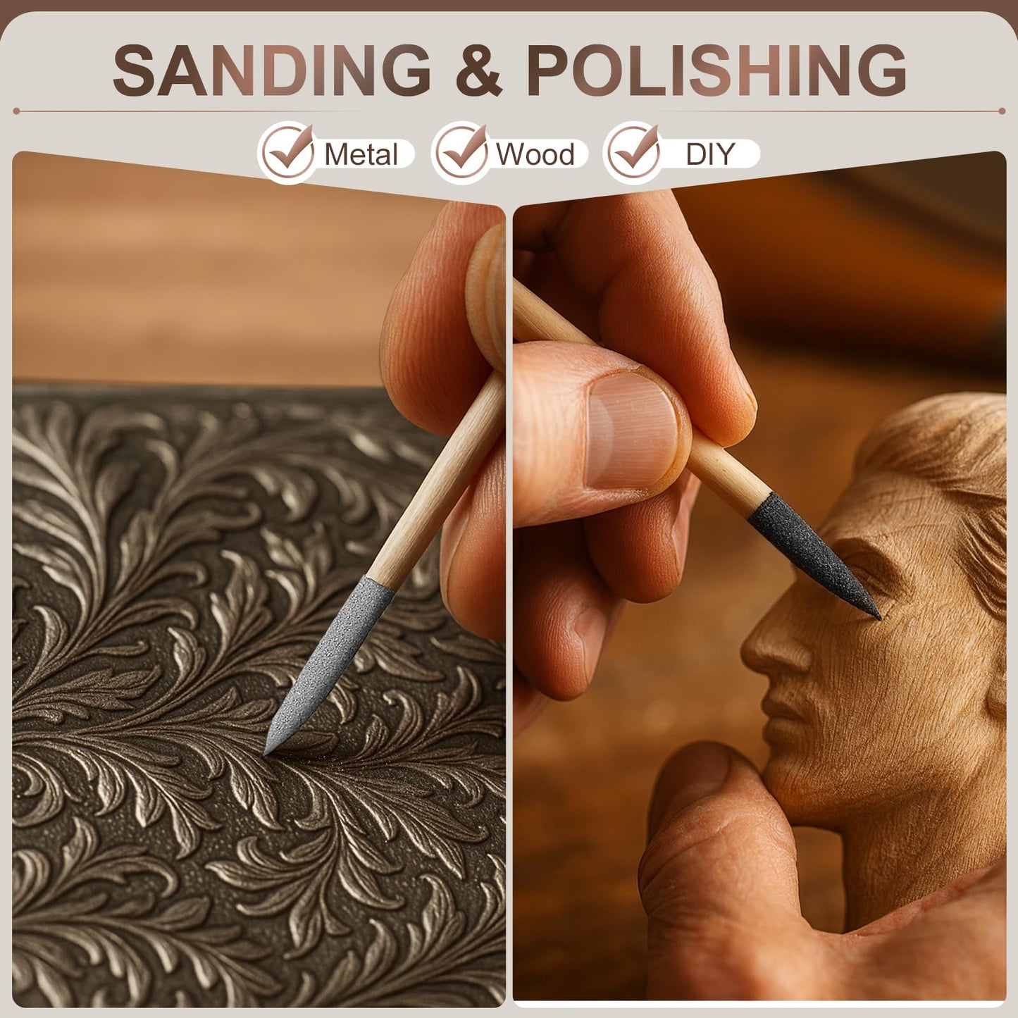 Dual-Grit Sanding Sticks 150/280 Grit 20PCS, 2-in-1 Abrasive Sticks for Woodworking, Models & Metal Polish, Fine Detailing Tools for Tight Spaces - NEIXIILY