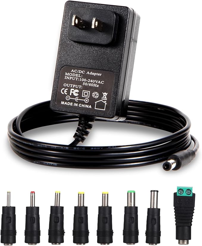 6V Power Supply AC Adapter DC 6Volt Power Adapter Charger DC in 6V Power Cord with 8 Interchangeable Plug for 100mA 300mA ...