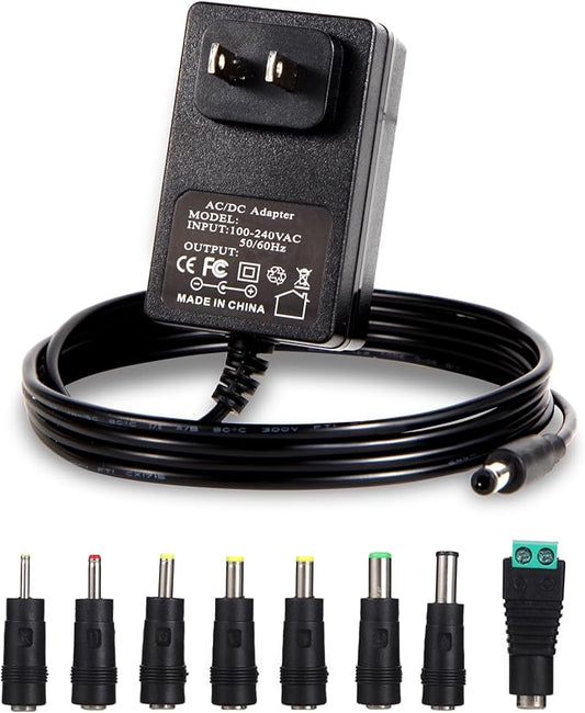6V Power Supply AC Adapter DC 6Volt Power Adapter Charger DC in 6V Power Cord with 8 Interchangeable Plug for 100mA 300mA ...