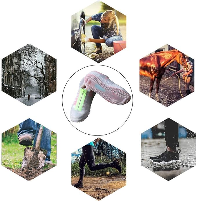 Silicone Waterproof Shoe Covers, Upgrade Reusable Overshoes with Zipper, Resistant Rain Boots Non-Slip Washable Protection for Women, Men (XL (Women 11-13, Men 9.5-13), White)
