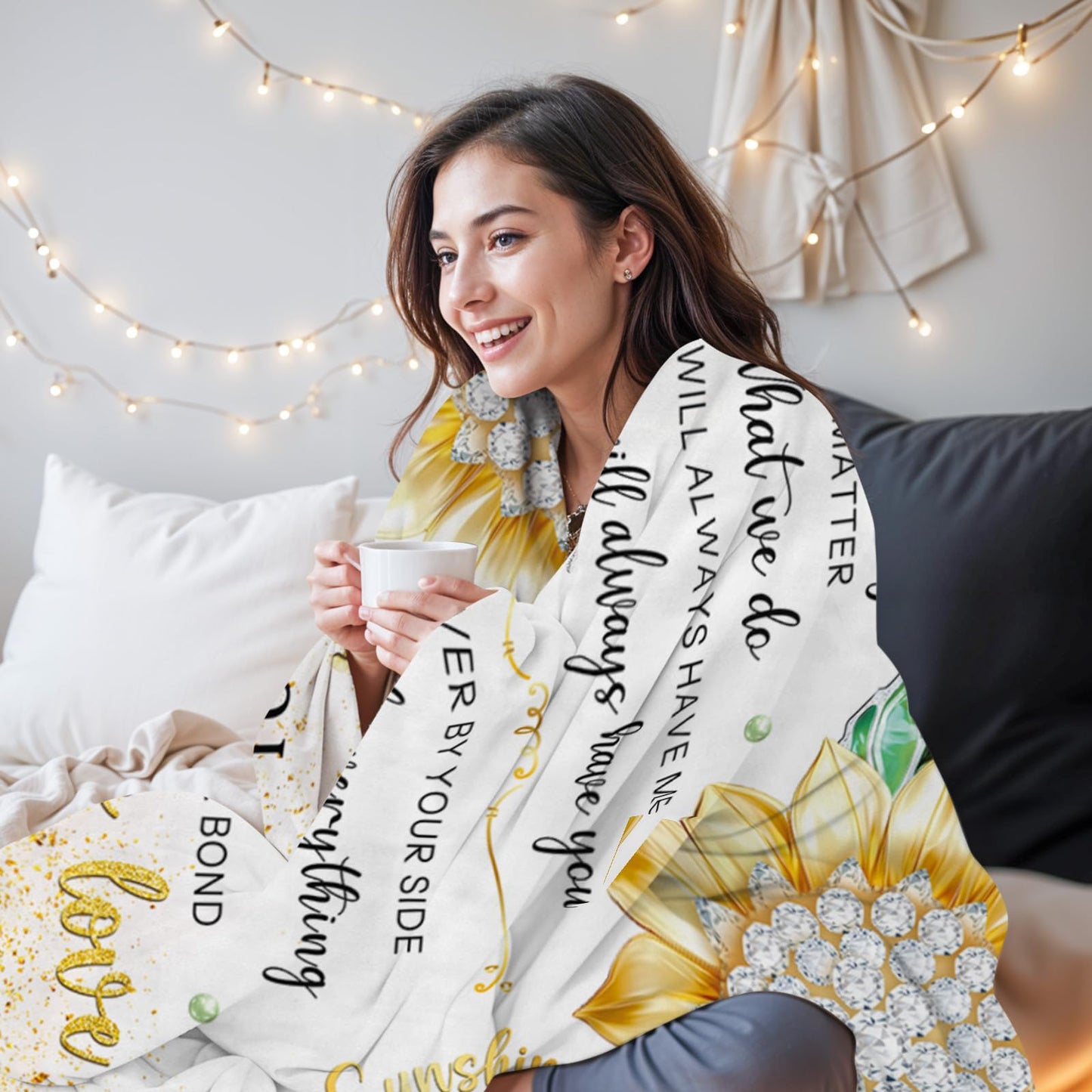 HEIFAM Sunflower Sister Gifts Blanket, Sisters Birthday Gift from Sis, Sunflower Blanket for Women, Graduation Mother's Day Ideas, Birthday Gifts for Sisters, Sis Soft Throw Blanket 50''x60''