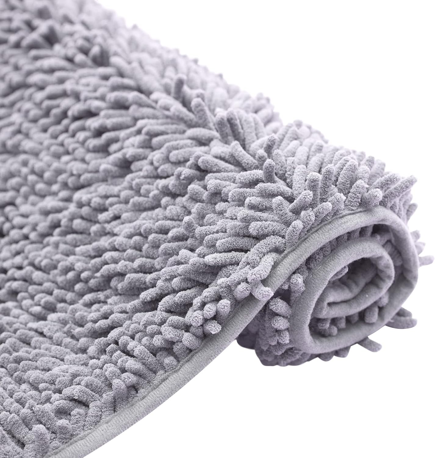 Non-Slip Bath Rug,Extra Soft Microfiber Bedroom Shag Carpet with Anti-Slip Backing,Water/Dust Absorbent Fast Dry Shower Mat,Sound Insulated Stairs Pad,Machine Washable (Grey,19 x 31 Inches)