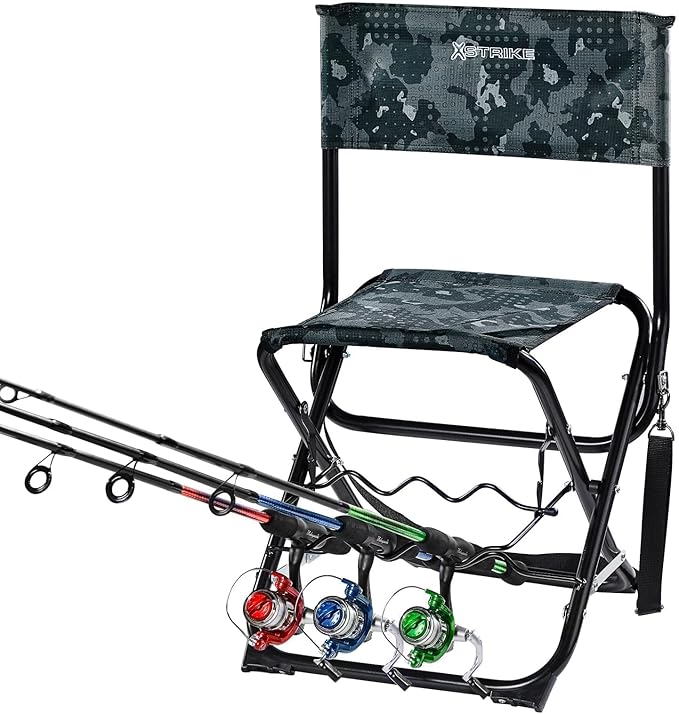 X Strike Portable Fishing Chairs Outdoor Folding Stool for Adults Portable Camping Chair for Ice Fishing,Hunting,Lawn,Pati...