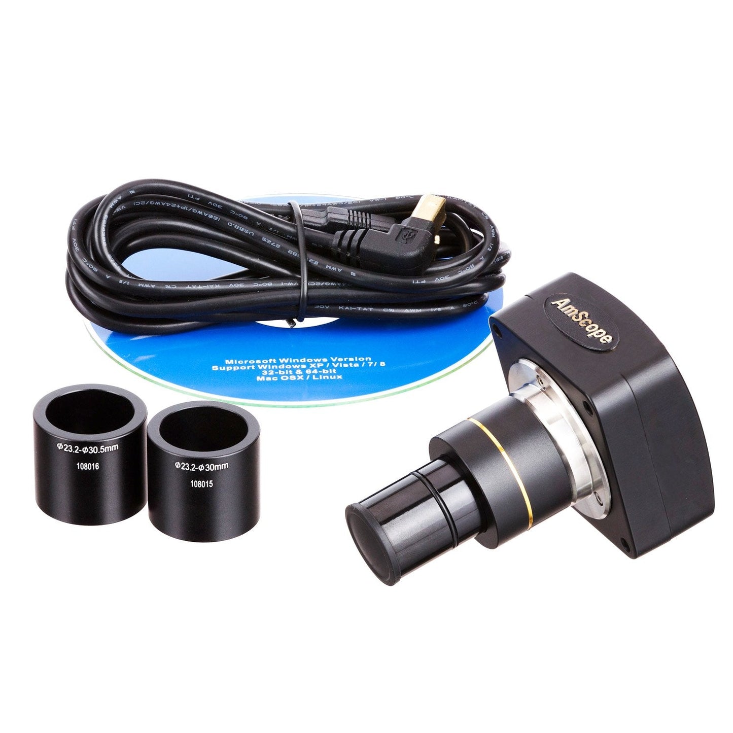 Amscope Mu500-Ck 5.0 Mp Usb Microscope Camera With Software And Calibration Kit, Compatible With Windows Xp/Vista/7/8/10 And Mac