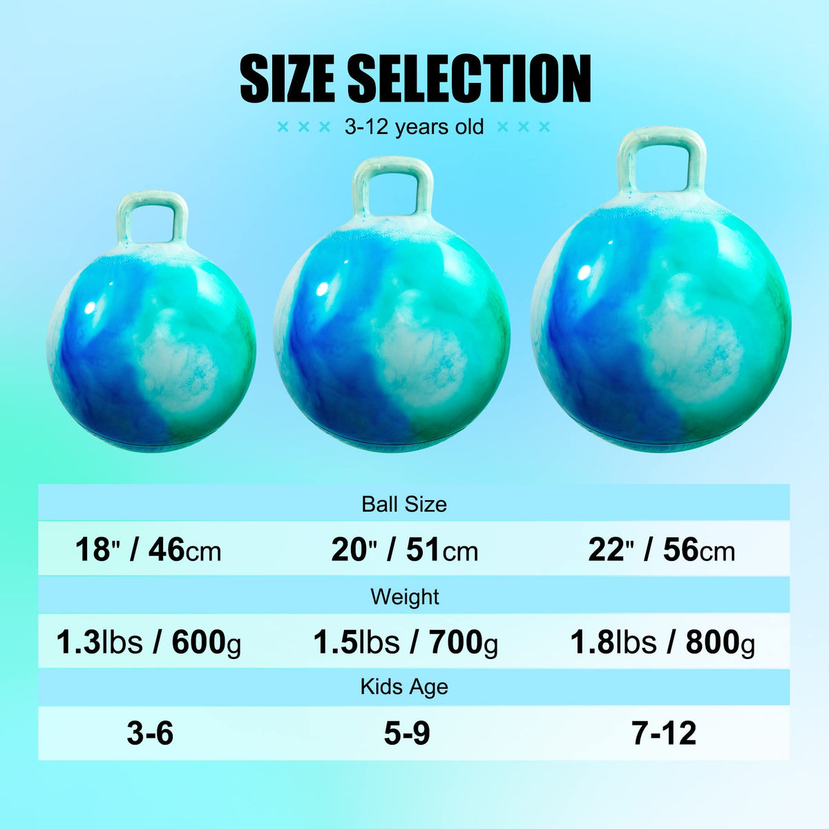 INPODAK Hopper Ball 18 Inch Bouncy Ball with Handle for Kids, Hippity Hop Jumping Hopping Toy for Boys Girls Ages 3-6 with Pump and Gift Box Great Gift for Birthday Holiday