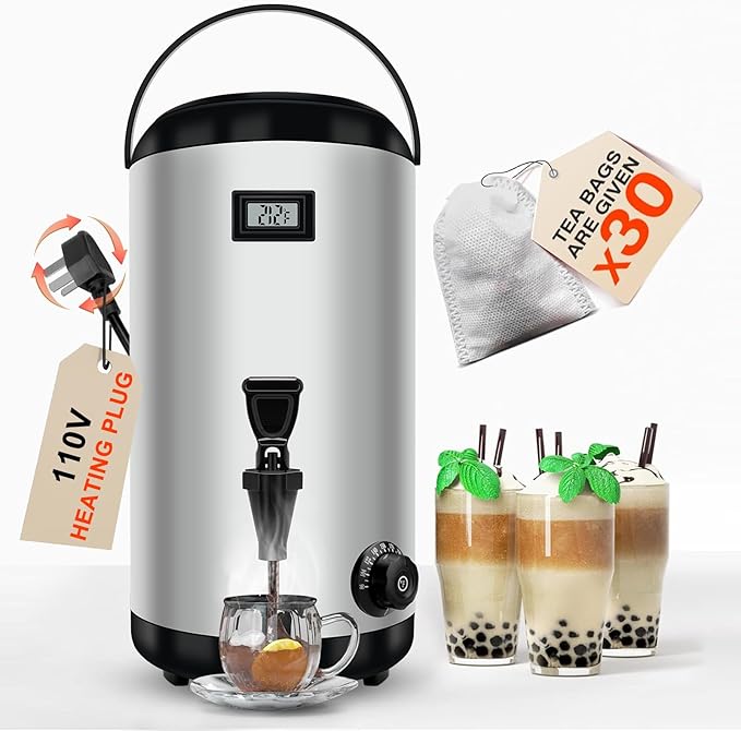 Nalison Insulated Beverage Dispenser-WITH HEATING,75 Cup Hot Drink Beverage for Catering-Stainless Steel Hot Beverage Disp...