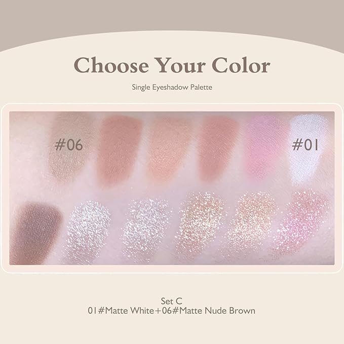 Matte Eyeshadow Palette 2 PCS, White Nude Brown Eye Shadow Palettes Nude Neutral Eyeshadow for Women, Smooth Powder Lightweight Blendable sombras para ojos Compact Daily Eyes Makeup, Set C