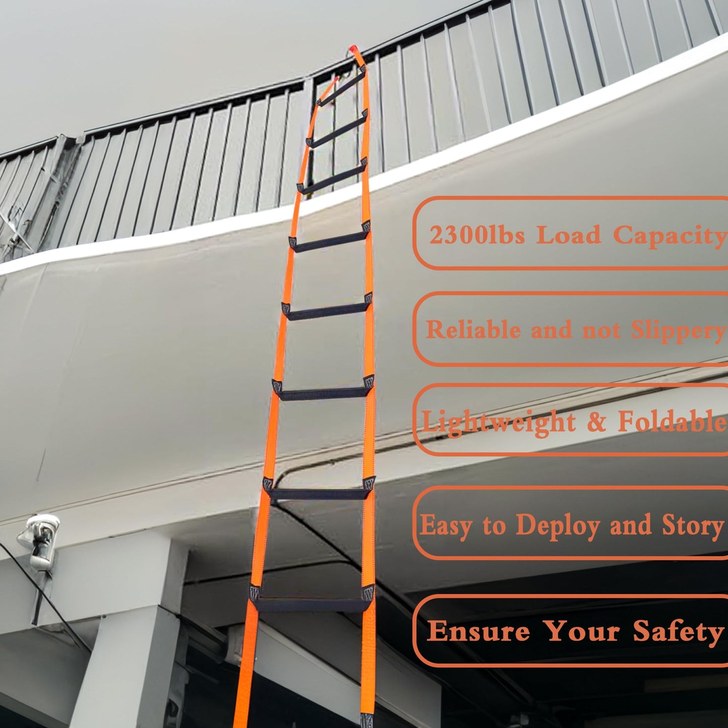 16 Feet Fire Escape Ladder Emergency Fire Ladder for 2-3 Story Homes Reusable Portable Safety Ladders for Windows, Balconies and Sailboats, Kayaks and More