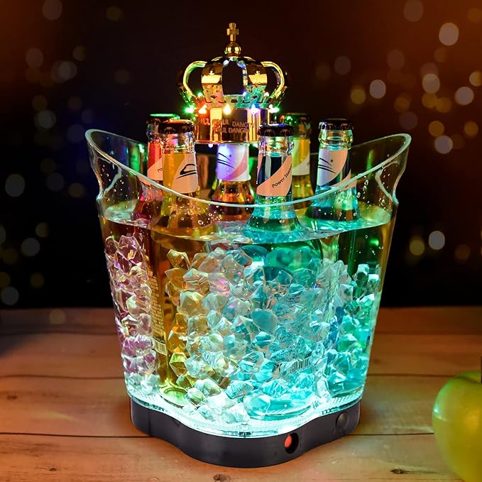 LED Ice Bucket - Portable Colorful Gradient Ice Bucket 6 Liter,Great for Home Bar, Chilling Beer, Champagne and Wine (Four...