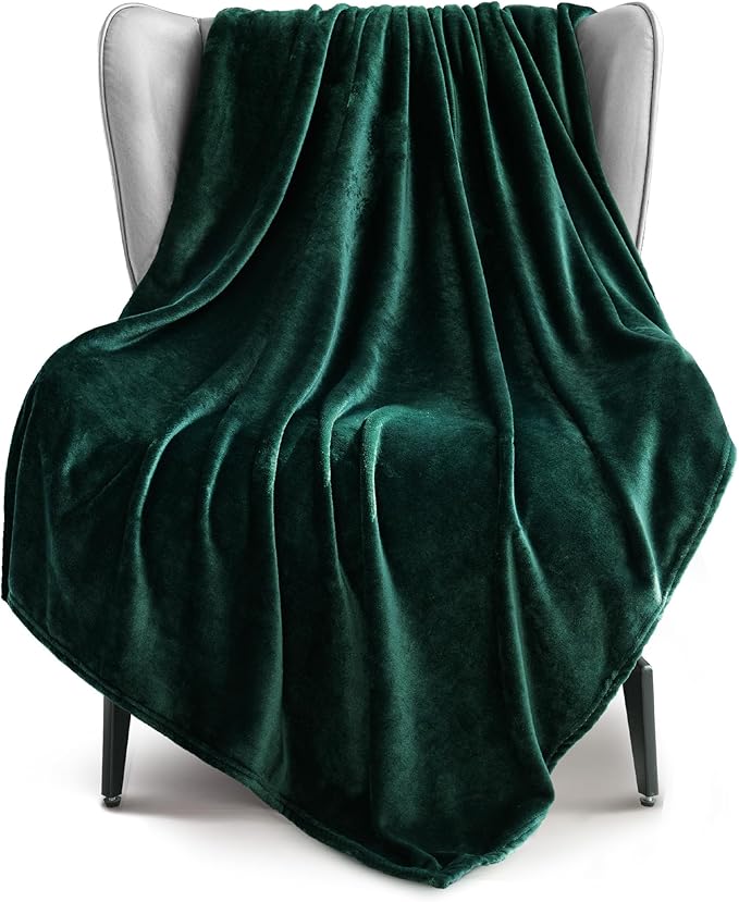 Exclusivo Mezcla Extra Large Fleece Throw Blanket for Couch, Sofa, 300GSM Super Soft and Warm Blankets, Forest Green Throw...