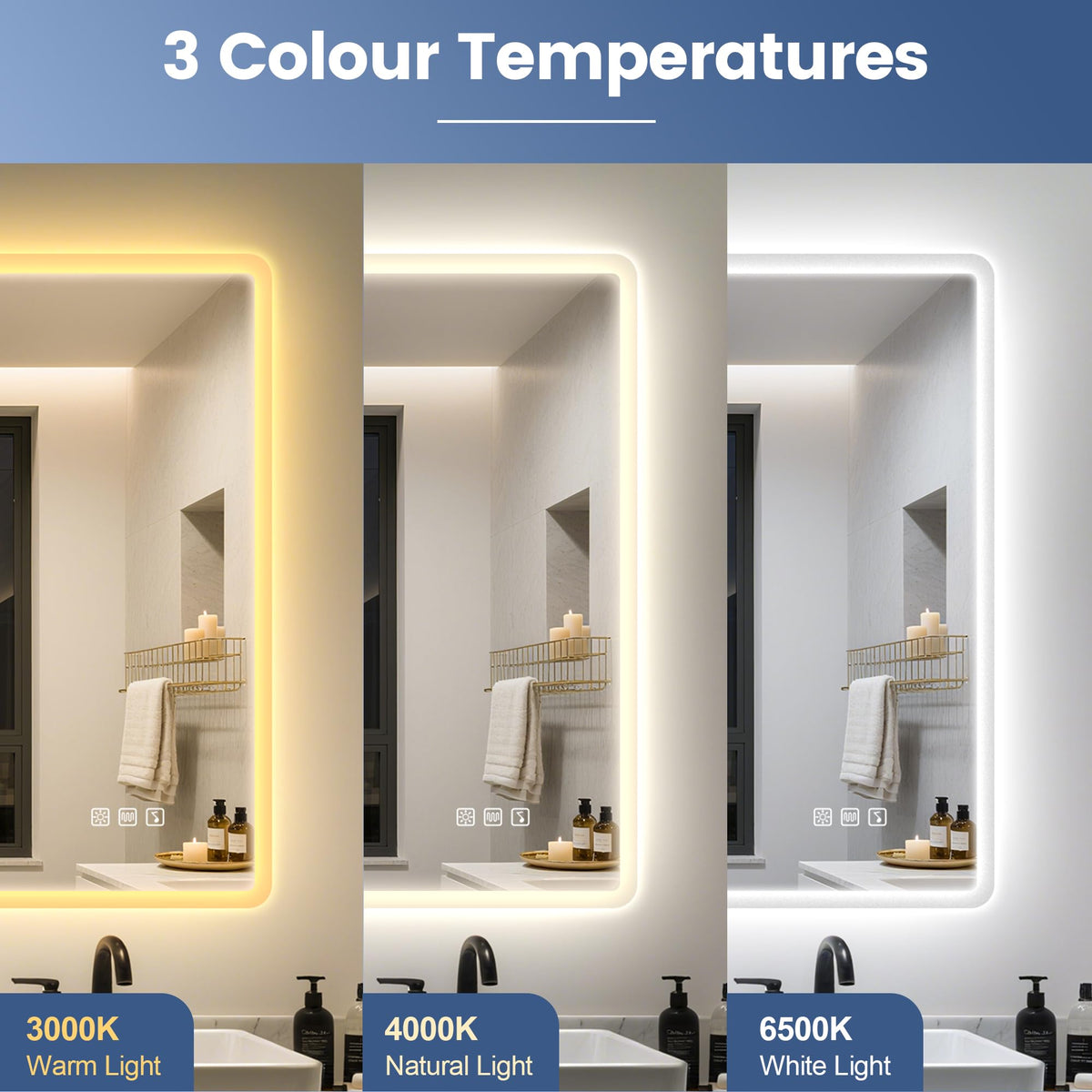 STARLEAD 28"x36" LED-Bathroom-Mirror-with-Lights, Wall-Mounted with Bluetooth Speaker, Anti-Fog, 3 Color Temperature, Dimmable Brightness, Waterproof, Tempered Glass, Frontlit & Backlit