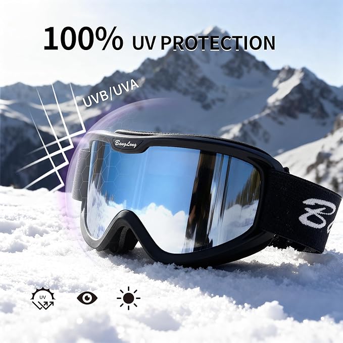 BangLong Ski Goggles, Snowboard/Snow Goggles Anti Fog UV Protection Design for Men Women Skiing, Skating,Snowmobilet,Youth