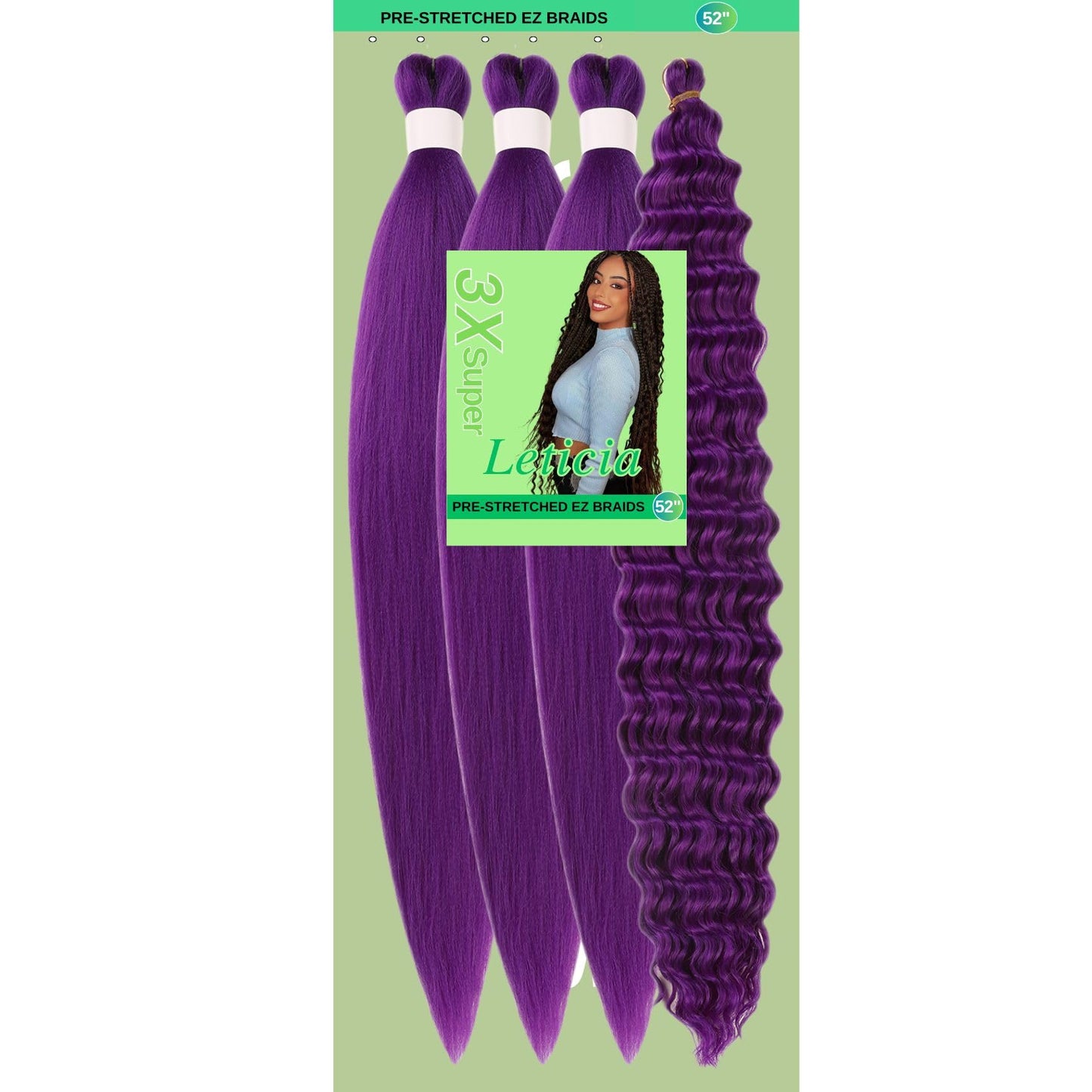 Purple Braiding Hair for Boho Braids Pre stretched Curly Braiding Hair Knotless Ez Braids