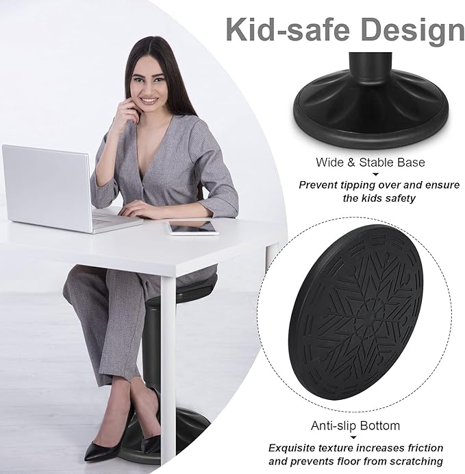 Giantex Wobble Stools for Classroom Seating, Wiggle Stool with Adjustable Height, 24 Inch Active Learning Stool, Sitting Balance Chair for School, Office Stand Up, Flexible Seating Wobble Chair(Black)