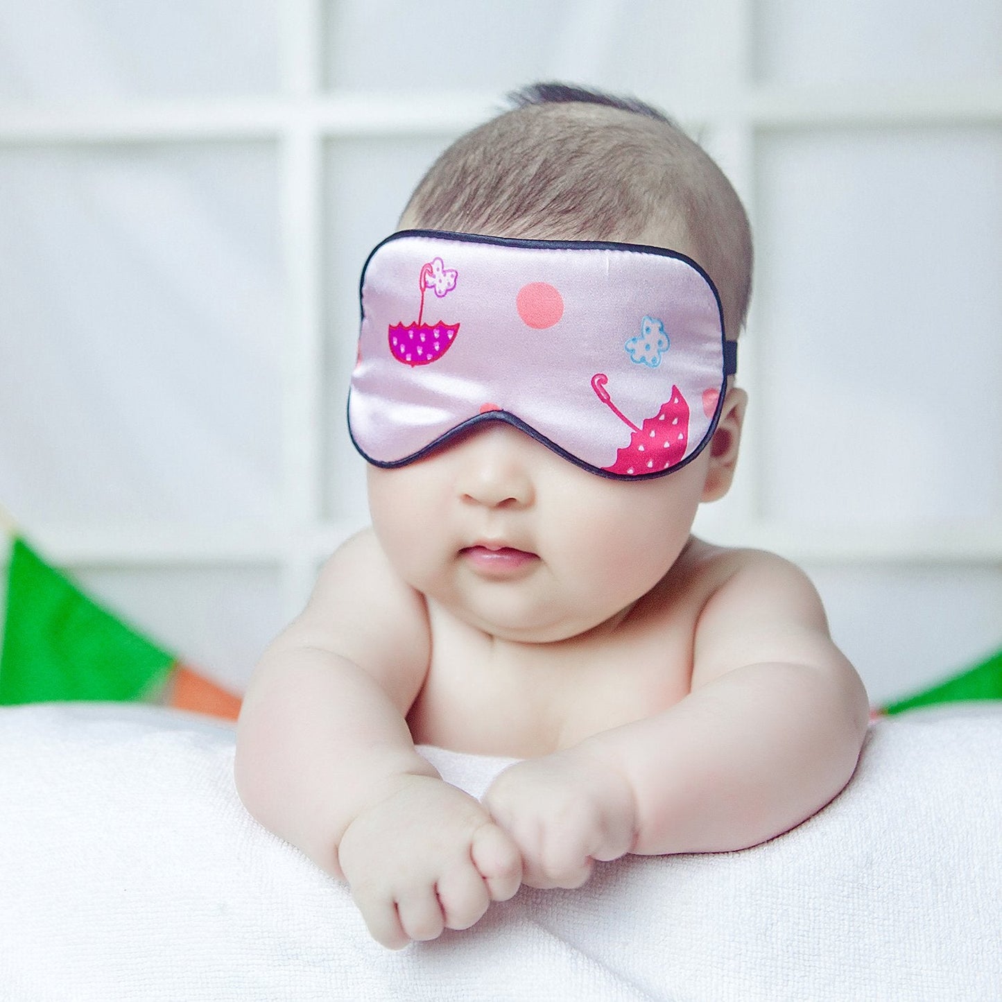 NMM Global 100% Natural Silk Sleep Eye Mask Kids, Cute Night Sleeping Mask with Adjustable Elastic Strap for Newborn (Baby Cute Pink)