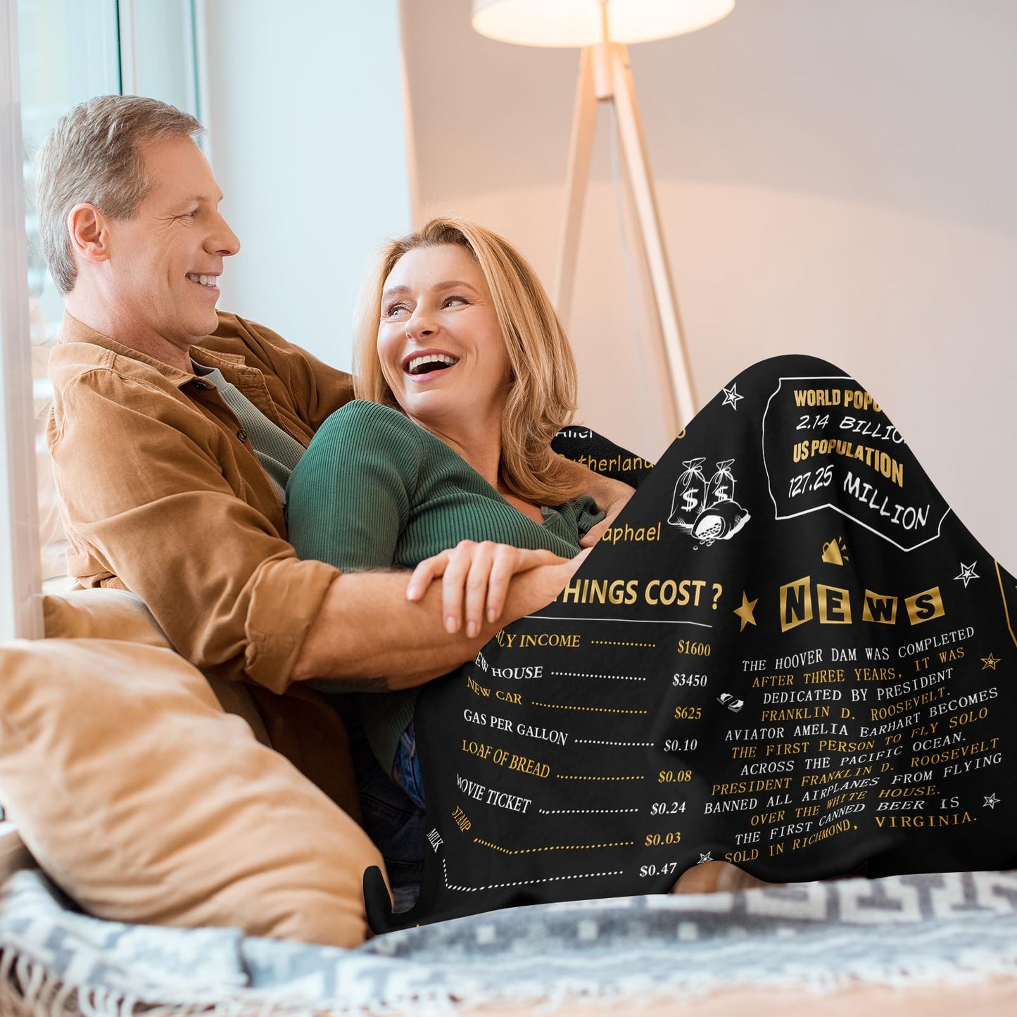 Neuturs 90th Birthday Blanket Gifts for Women Men, 90th Birthday Decorations for Women Men, Best 1935 Gifts for 90 Year Old Woman Man, Happy 90 Birthday Gift Ideas Decorations Blanket 60"X50"