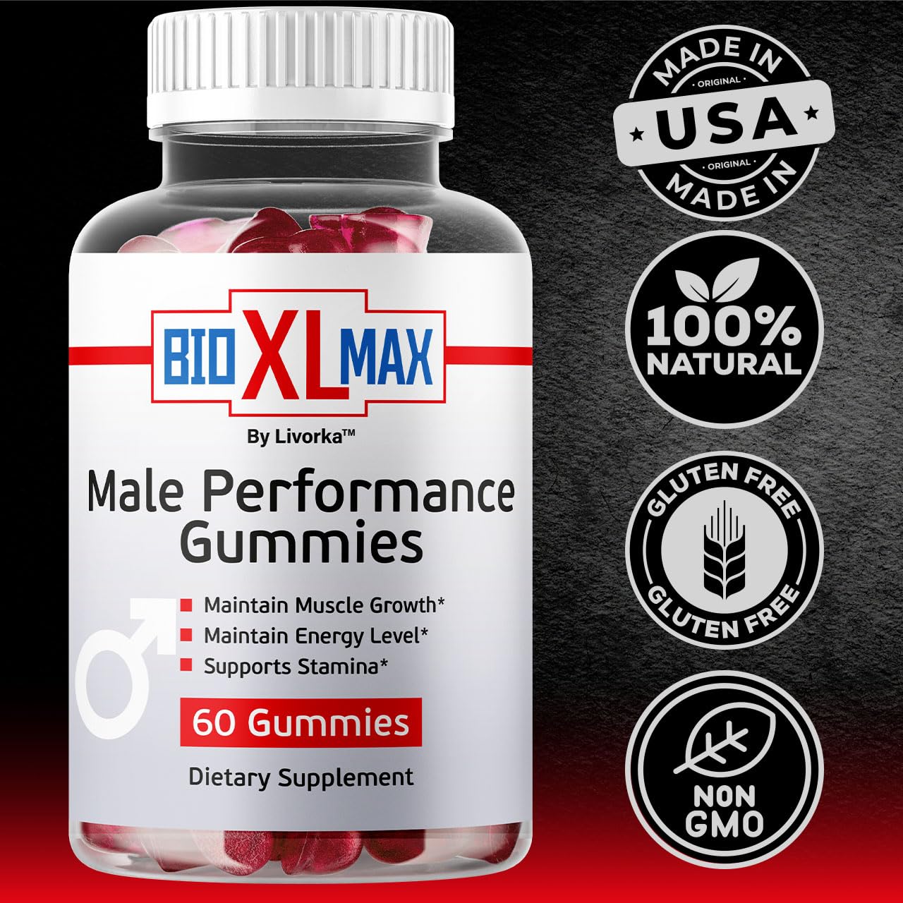 Bio XL Max Gummies - Official Bio XL Max Natural Support Maximum Energy Advanced Formula Gummys, BioXLMax Premium Advanced Formula for Overall Health & Wellness, 60 Gummies for 1 Month