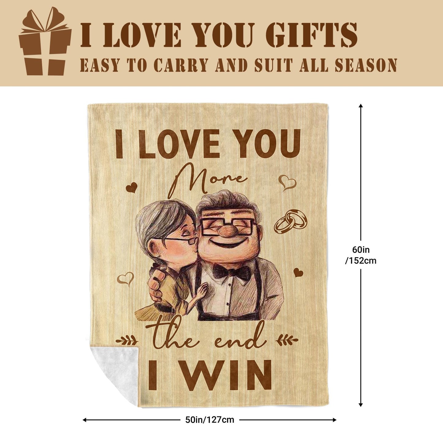 Neuturs I Love You Gifts for Her Him, Girlfriend Birthday Gifts, Christmas Romantic Birthday Gifts for Her Him Girlfriend Wife, Anniversary Wedding Gift for Women Men Couples Blanket 60"X50"