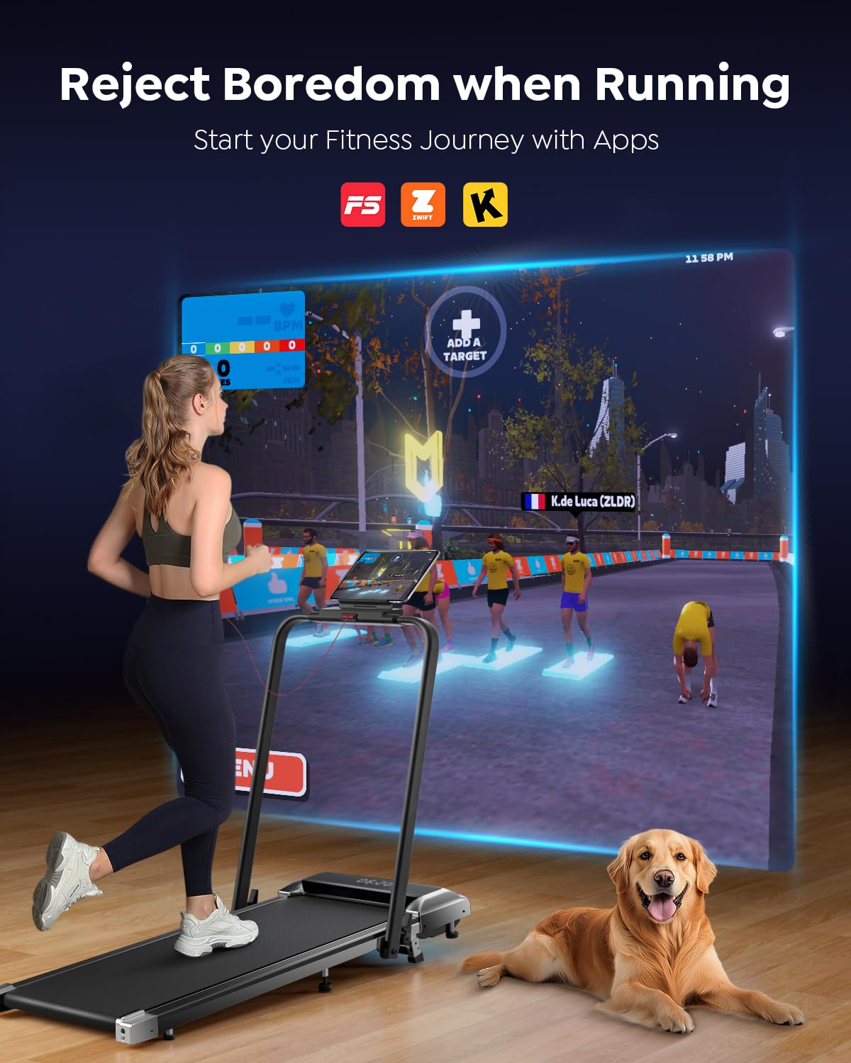 Acezoe Walking Pad Treadmill with Incline and Handle Bar, 2 in 1 Folding Treadmills for Home Small Office, 300lbs Portable Compact Under Desk Treadmill with Remote Control, LED Display and Apps