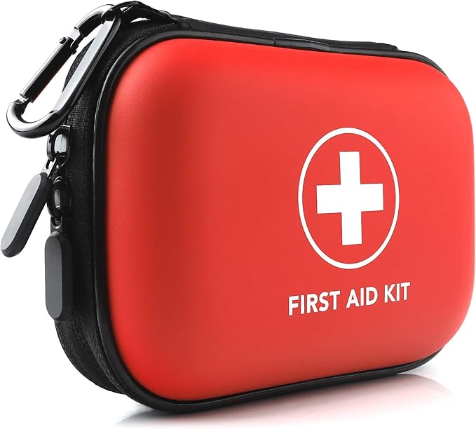 Mini First Aid Kit, 100 Pieces Water-Resistant Hard Shell Small Case - Perfect for Travel, Outdoor, Home, Office, Camping,...