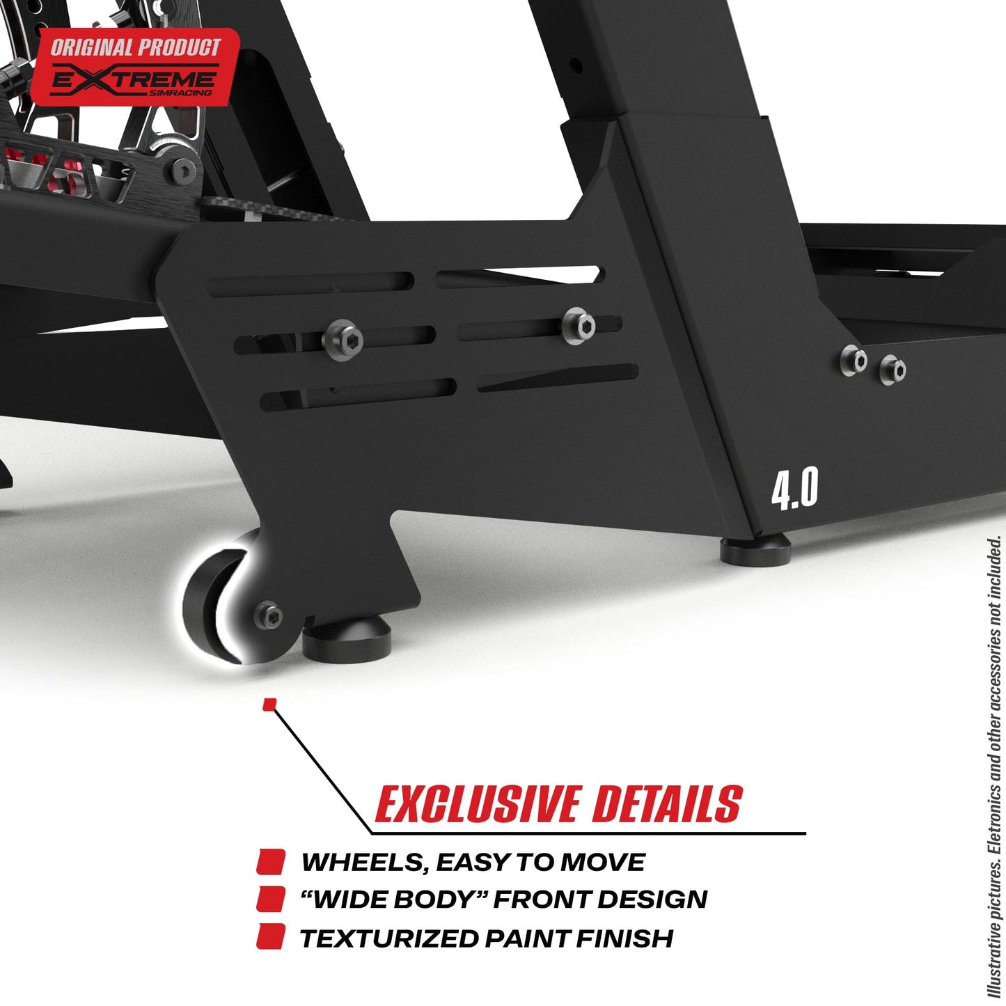 Extreme Simracing Chassis 4.0 (Black) + Horizontal Mount | Compatible with Logitech, Thrustmaster, Simagic, Moza & SimCube | Adjustable Racing Simulator Cockpit with Heavy-Duty Steel Construction